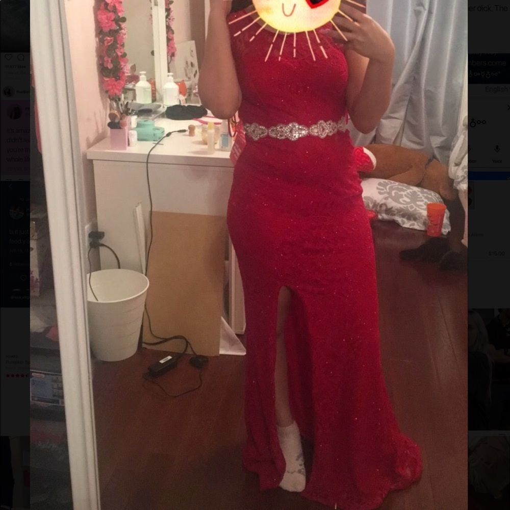 Simple Red Prom Dress with a Slit
